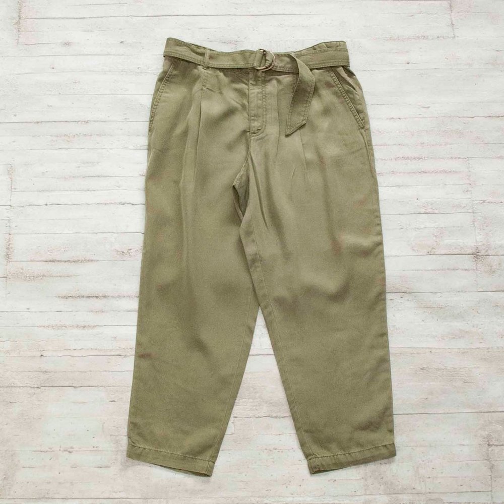 NWT Loft Emory Belted Tapered Pants in Evening Olive size MP